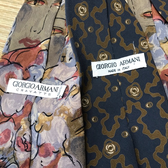 Giorgio Armani 2 Silk Ties Vintage Rust Brown face - Picture 2 of 8